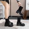 Botins de salto grosso, novos para primavera e outono, botas individuais, botas de meia elásticas, mocassins de malha, plataforma, tamanho grande, botas Martin
