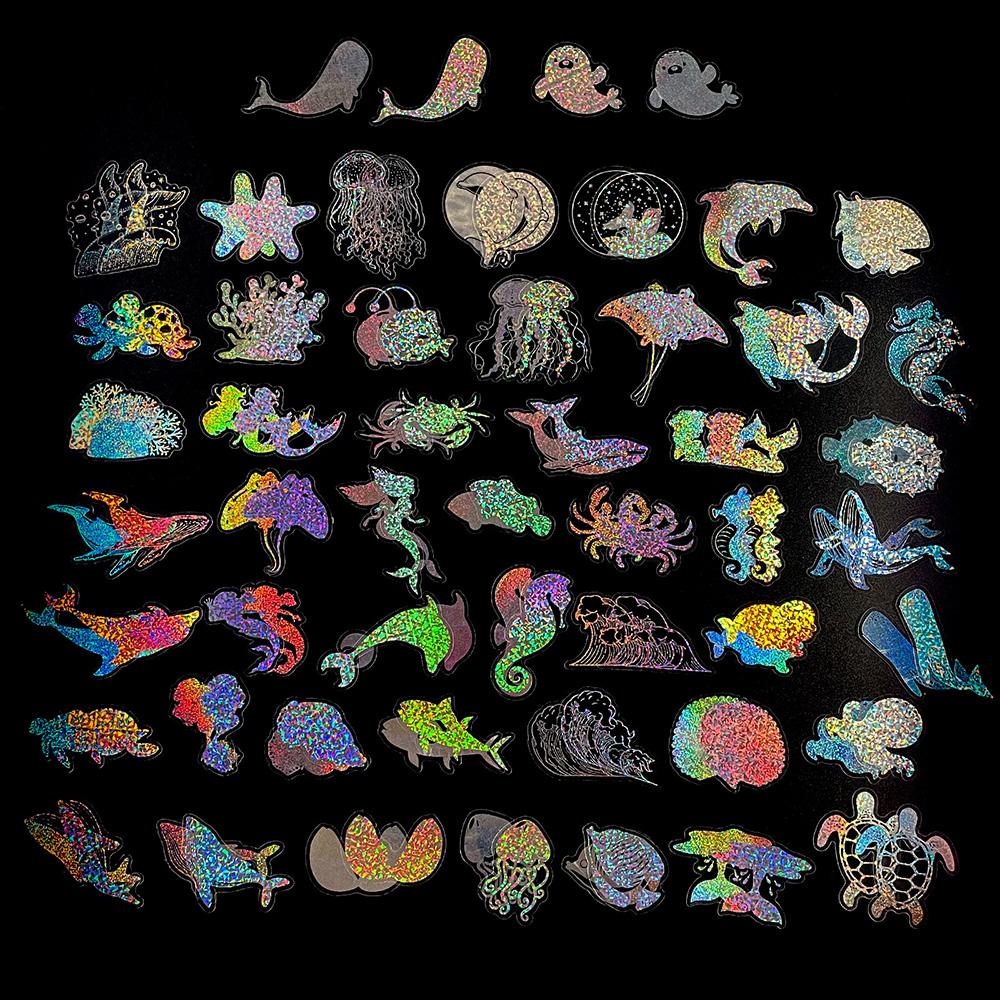 100pcs Cute Cartoon Anime Laser Holographic Stickers Aesthetic Butterfly Decal Scrapbook Laptop Phone Car Funny Sticker for Girl