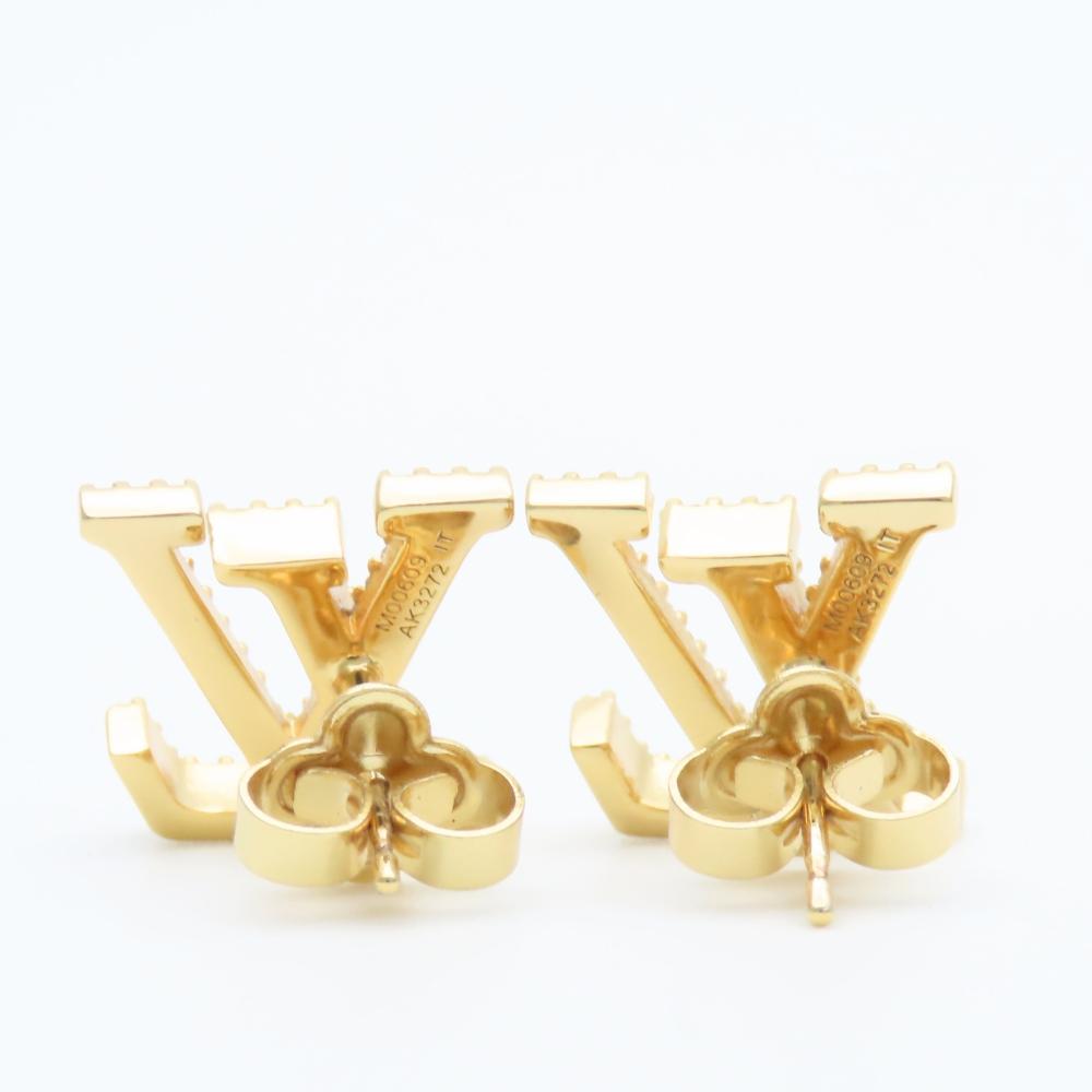 Used LOUIS VUITTON Pierce LV Iconic Strass M00609 metal/Rhinestone 3.2g Gold Accessories