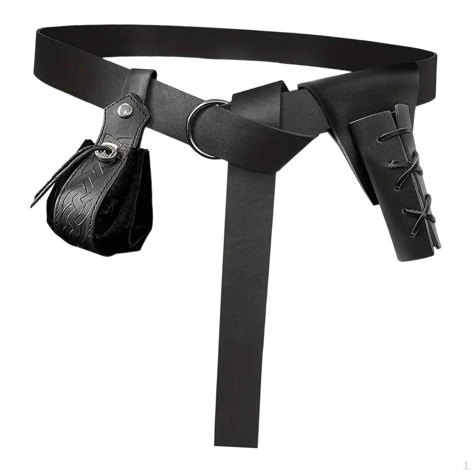 Medieval Knight Belt Pirate Cosplay for Daily Role Play Black