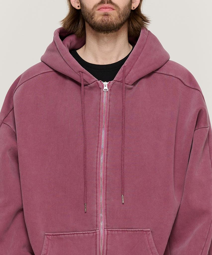Cargobros Pigment Dyed Zip-Up Hoodie (Burgundy)