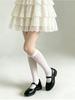 1/2 Pairs Women Black White Knee High Socks Uniform Style Solid Color Calf Socks