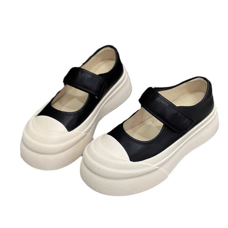 Thick Bottom Mary Jane Single Shoes Female Spring and Summer Shallow Mouth Lazy Big Head Small White Shoes