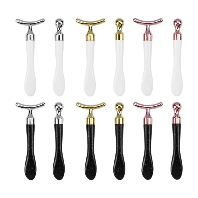 2Pcs/Set Zinc Alloy T-Shaped Eye Cream Massage Stick With Scoop Eye Manual Massage Tool Set Beauty Face Eye Massage Stick