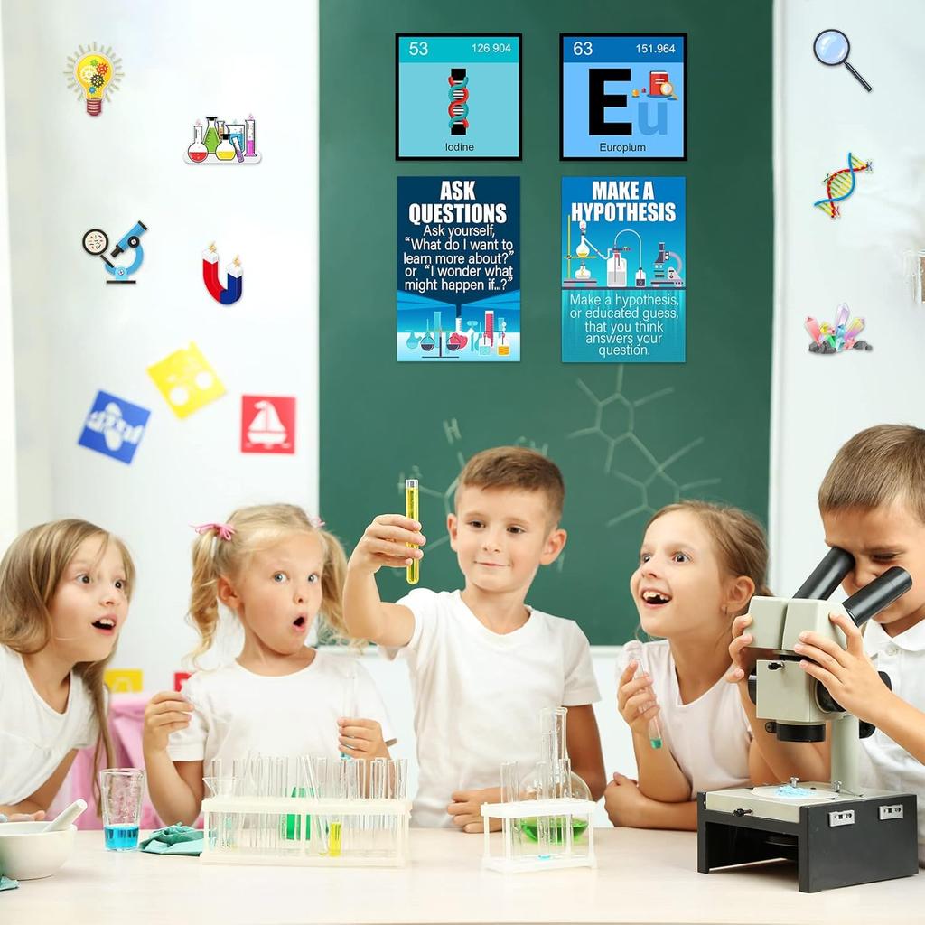 27 Pieces Science Bulletin Board Set Laminated Scientist Posters Classroom Decoration Banner Classroom Wall Decoration for Teachers Science Lab