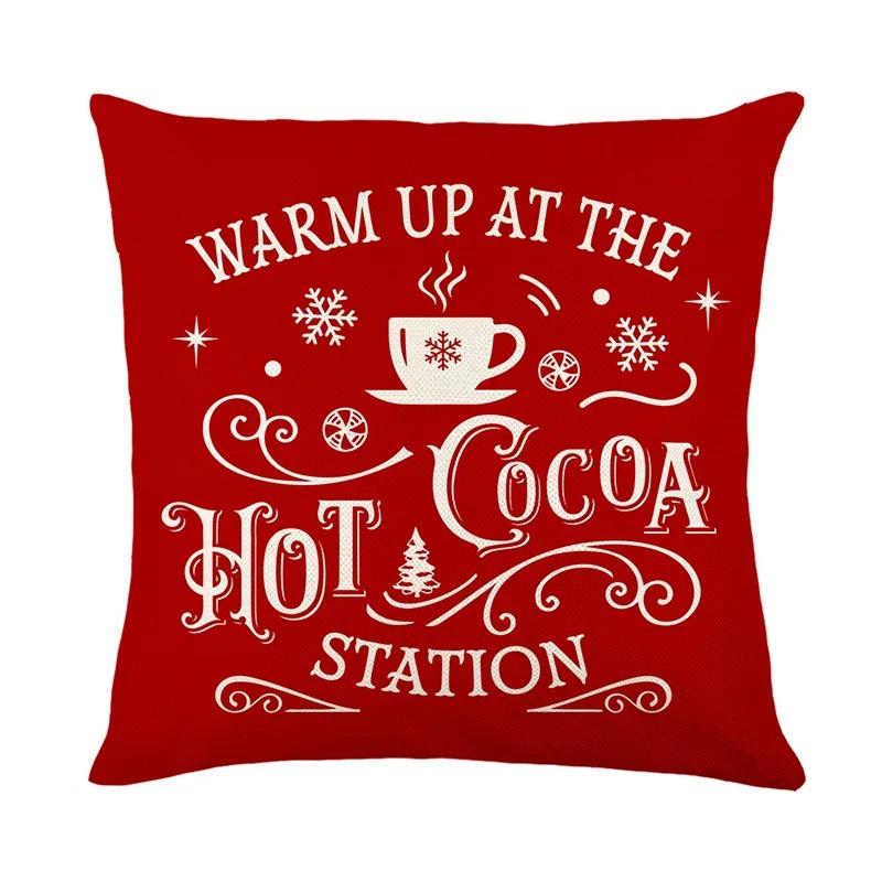 Christmas Pillow Cover Gingerbread Man Candy Cane Pattern Cushion Cover Stretch Removable For Living Room Sofa