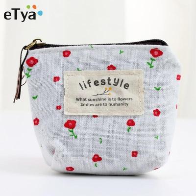 Borse per monete piccole da donna Portafoglio con cerniera Fiore in cotone Portamonete con chiave per soldi Borse per bambina