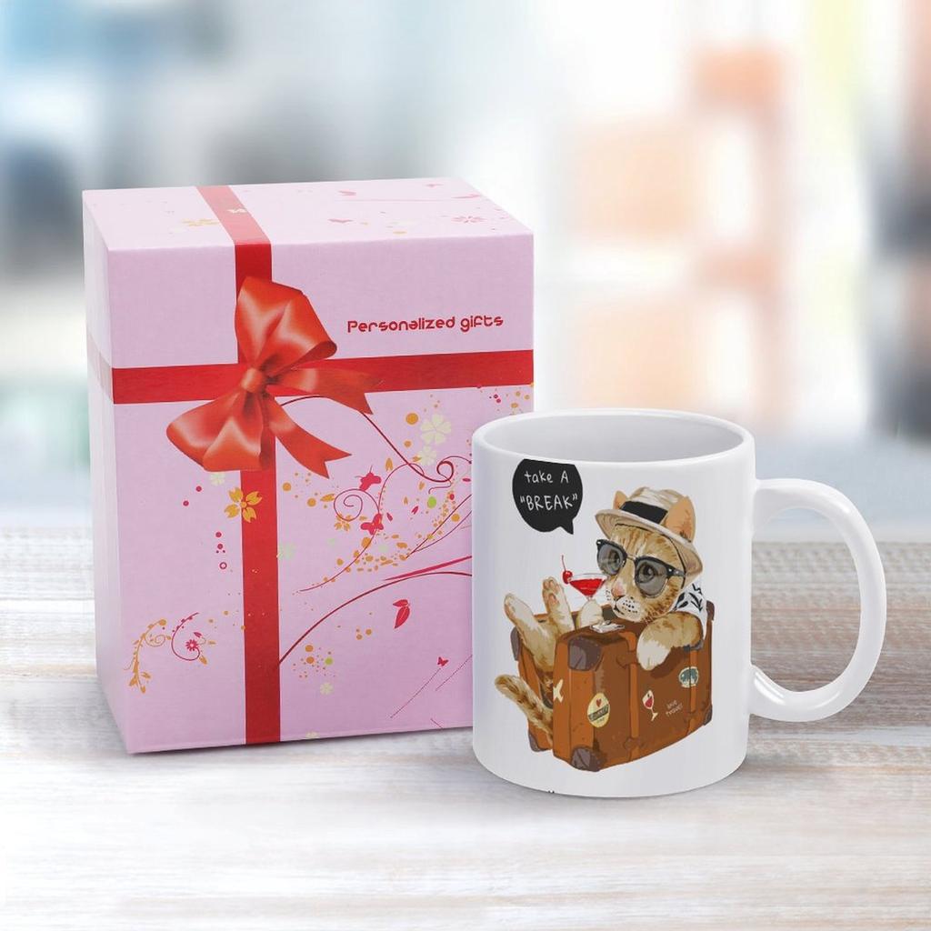 1 Stück 11oz Weiße Keramiktasse Beidseitig bedrucktes Element Langlebige Kaffeetasse Perfekt für Zuhause Büro Tägliches Getränk