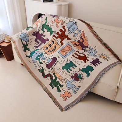 Graffiti Sofa Blanket, Fringed Throwing Blanket, Vintage Woven Tapestry Throwing Blanket, Living Room Dining Room Outdoor