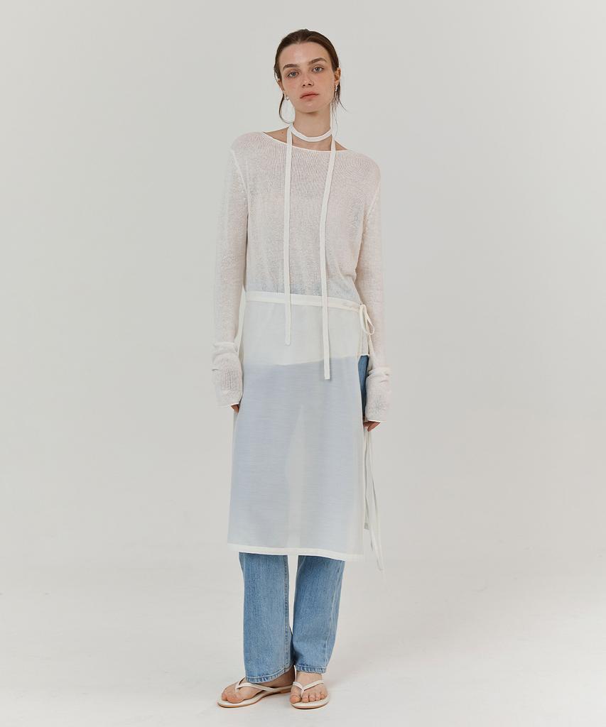 Hauseuobeupondeu Seethrough Layering Wrap Skirt (Ivory)