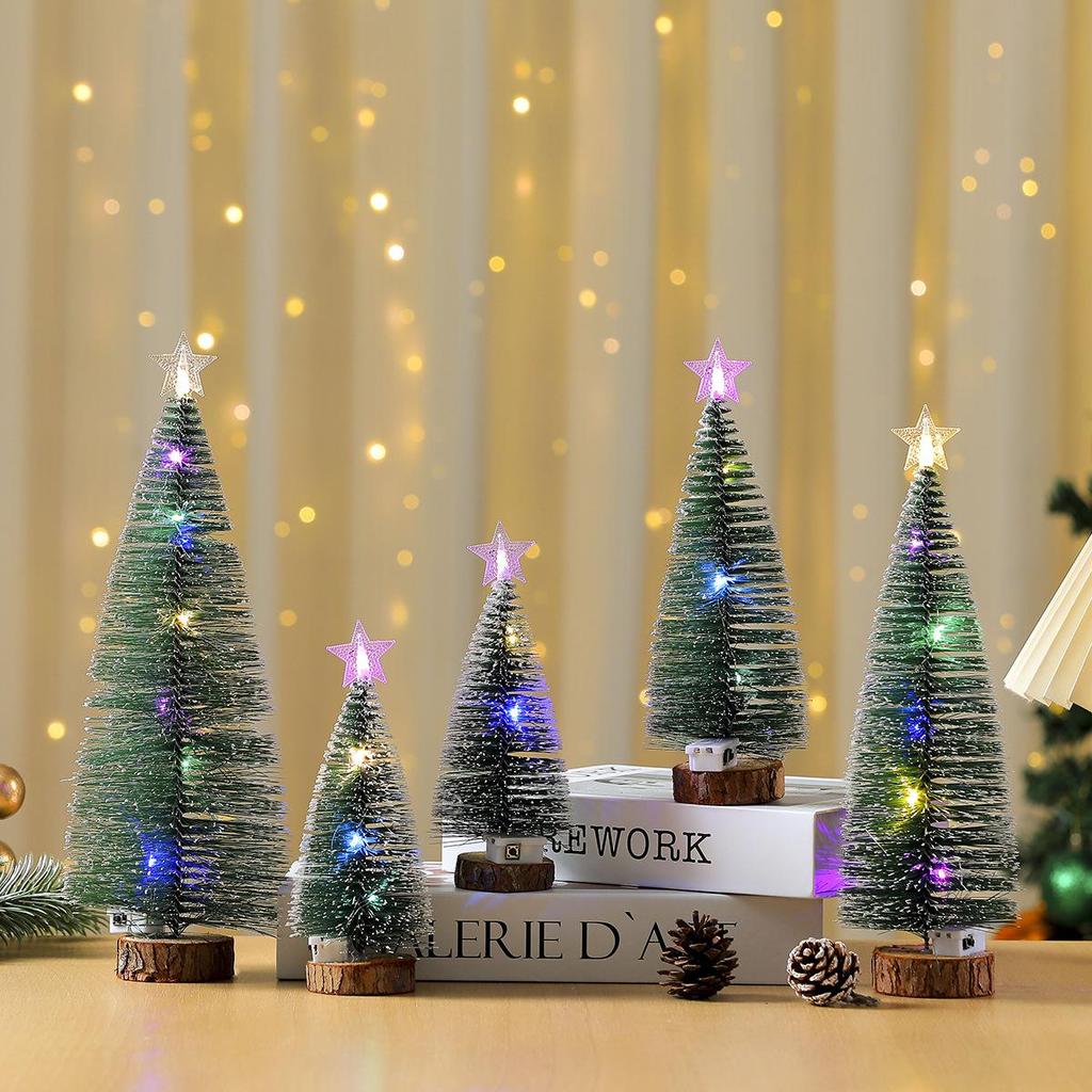 Glowing Flocked Cedar Desktop Christmas Tree Ornament