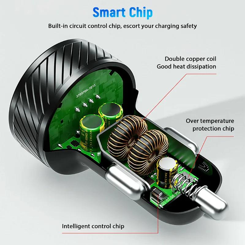 48W USB C Car Charger Fast Charging PD & QC3.0 Car Phone Charger Cigar Lighter Socket Adapter for iPhone Huawei Xiaomi Samsung