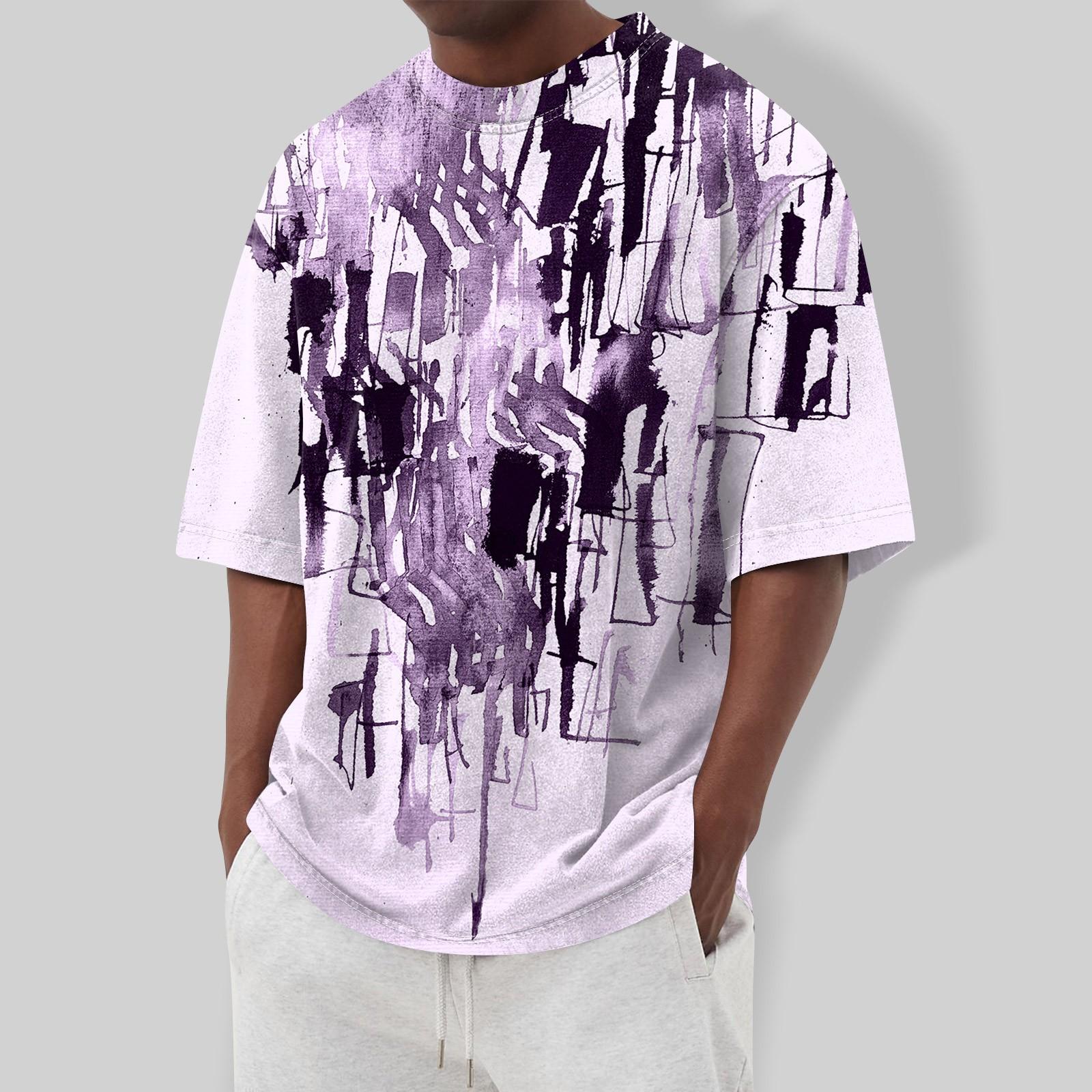 

Летняя мужская популярная футболка с круглым вырезом и коротким рукавом с принтом XL фиолетовый