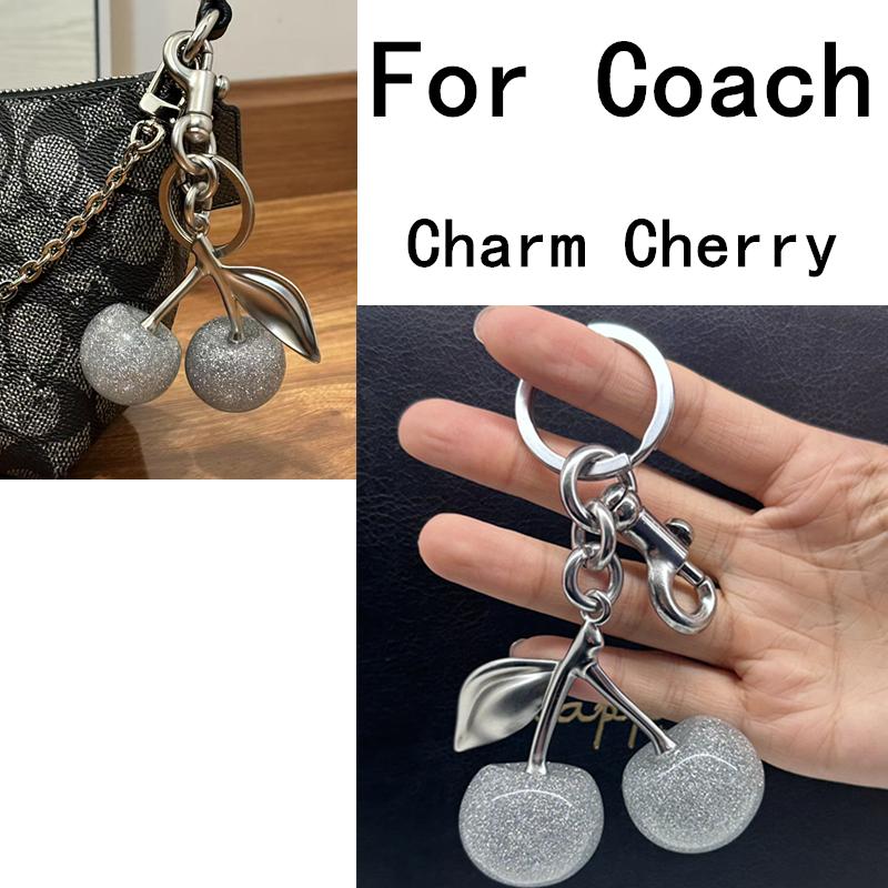 For Coach Shoulder Bags Shining Silver Crystal Cherry Pendant Women's Purse Bag Charm Hanging Accessories Bag Charm
