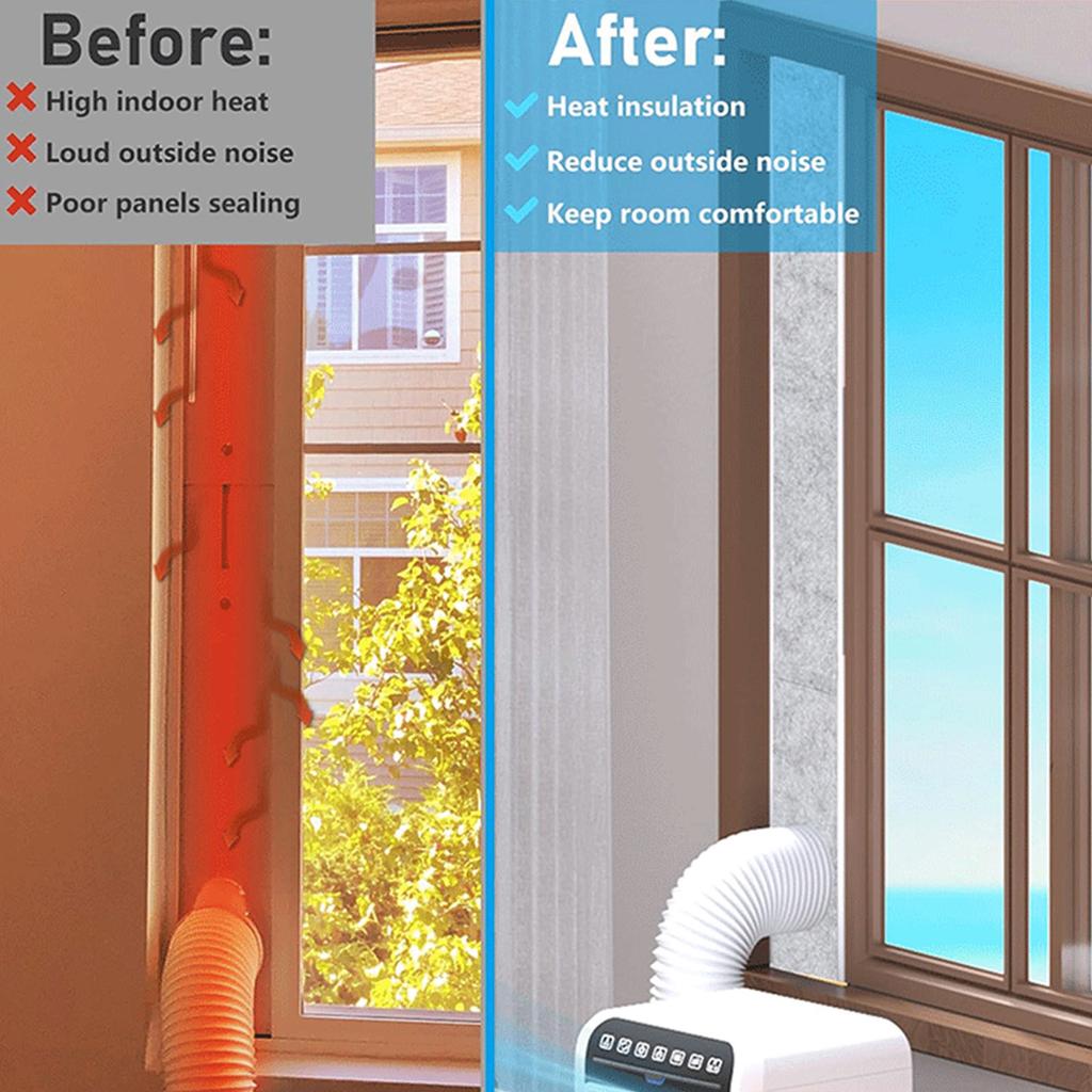 3Pieces Air Conditioning Window Seal Foam Insulation Weatherproof Panels for Portable Air Conditioners Easy Installation