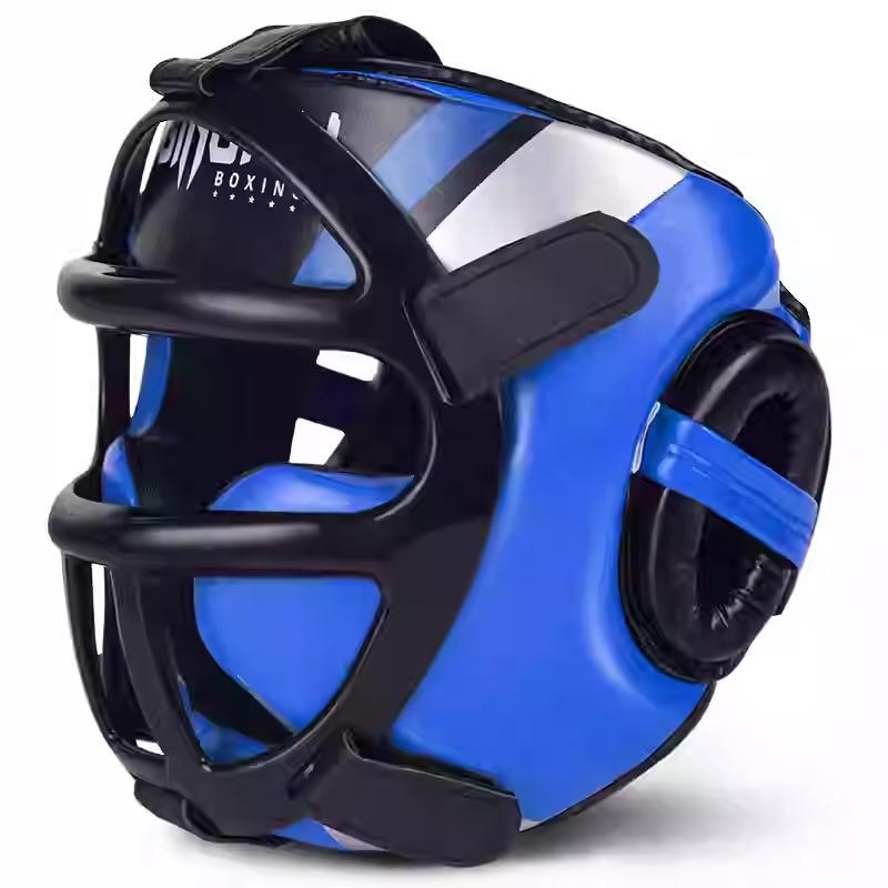 

Kingpad Закрытый боксерский шлем: Полнолицевой защитный экран для взрослых для боя, муай-тай и тренировок. Large синий