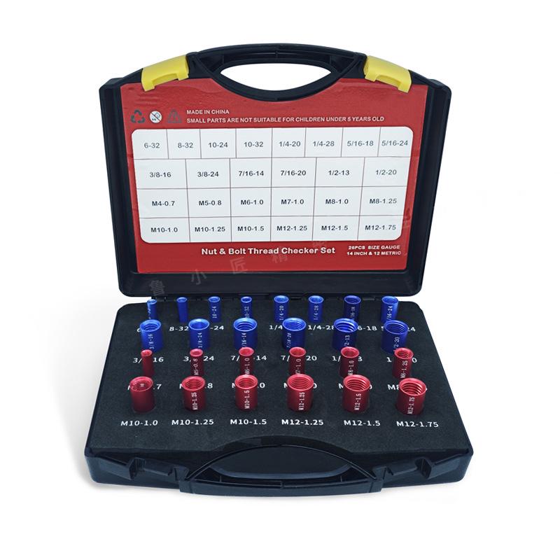 26-teiliges metrisches und zölliges Gewindelehren-Set: Mutter- und Schraubenidentifikator