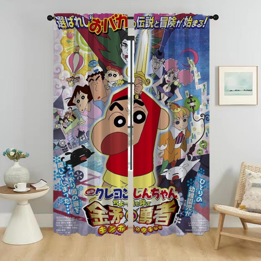 Crayon Modern Living Room Curtains 2 Pieces Partition Halloween Decoration Tulle for Bedroom Blackout Curtain Shades Kitchen