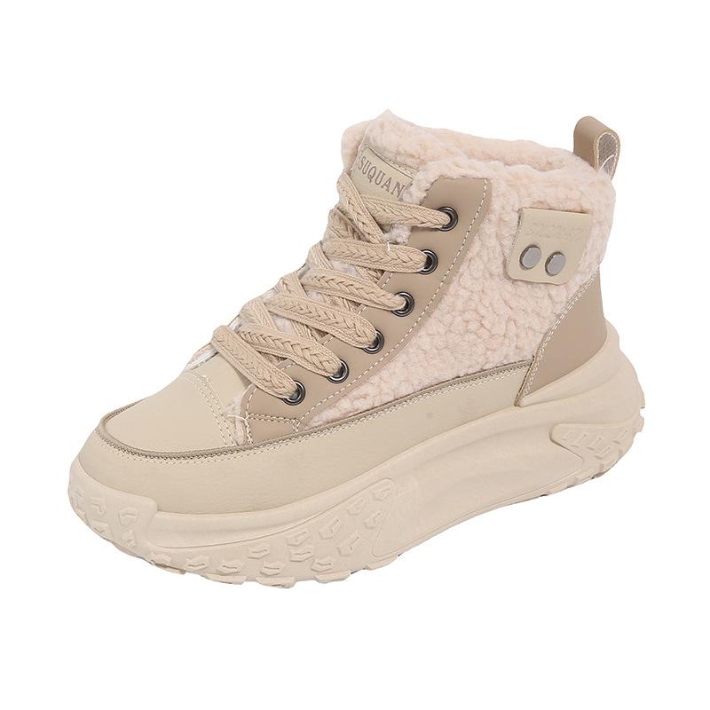 2025 winter velvet high-top little white shoes new Korean version ins female students height increase sports warm leisure K6701