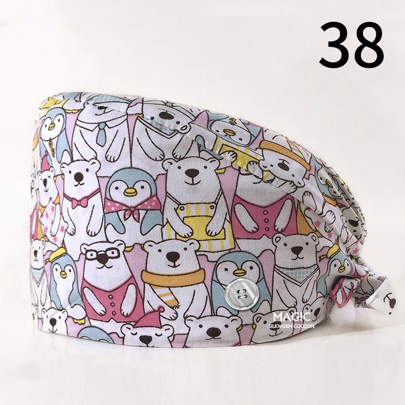 99Styles Elastic Nurse Hat Surgical Hat Cotton Oil-proof Dust-proof Adjustable Print Bouffant