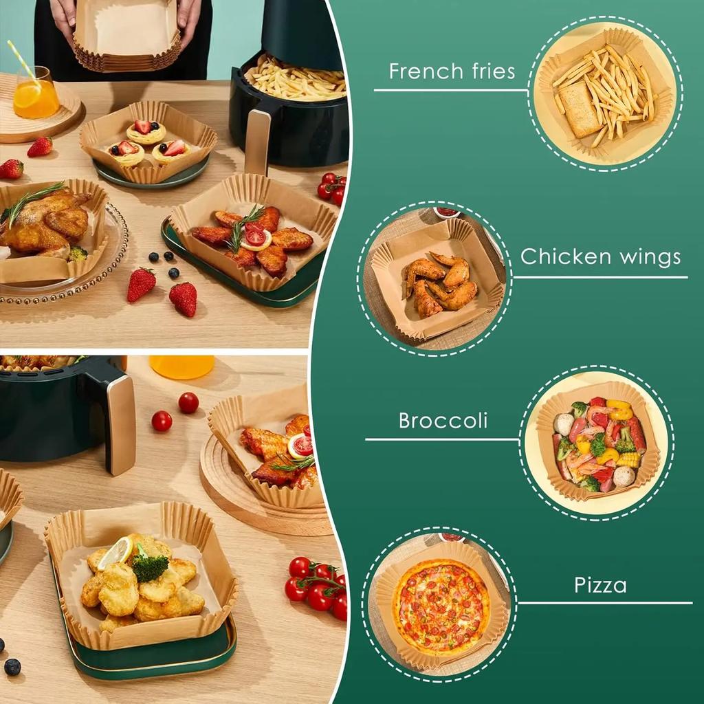 Air Fryer Liner Disposable Microwave Mat Non Stick Square Air Fryer Paper Baking Products