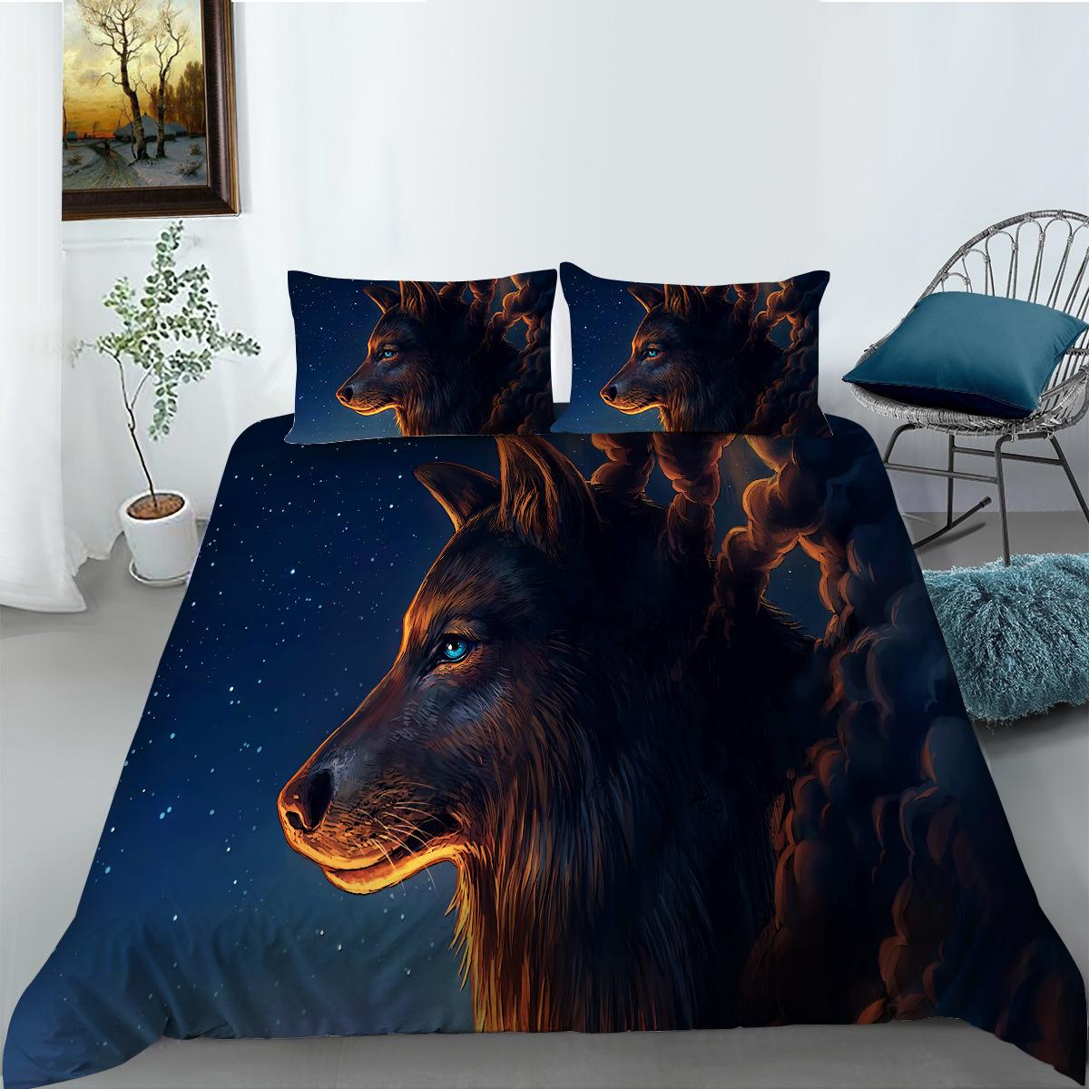 

Wish And Other Creative Wolf Series Digital Printing Bedding Two Or Three Pieces Polyester EU single 135*200