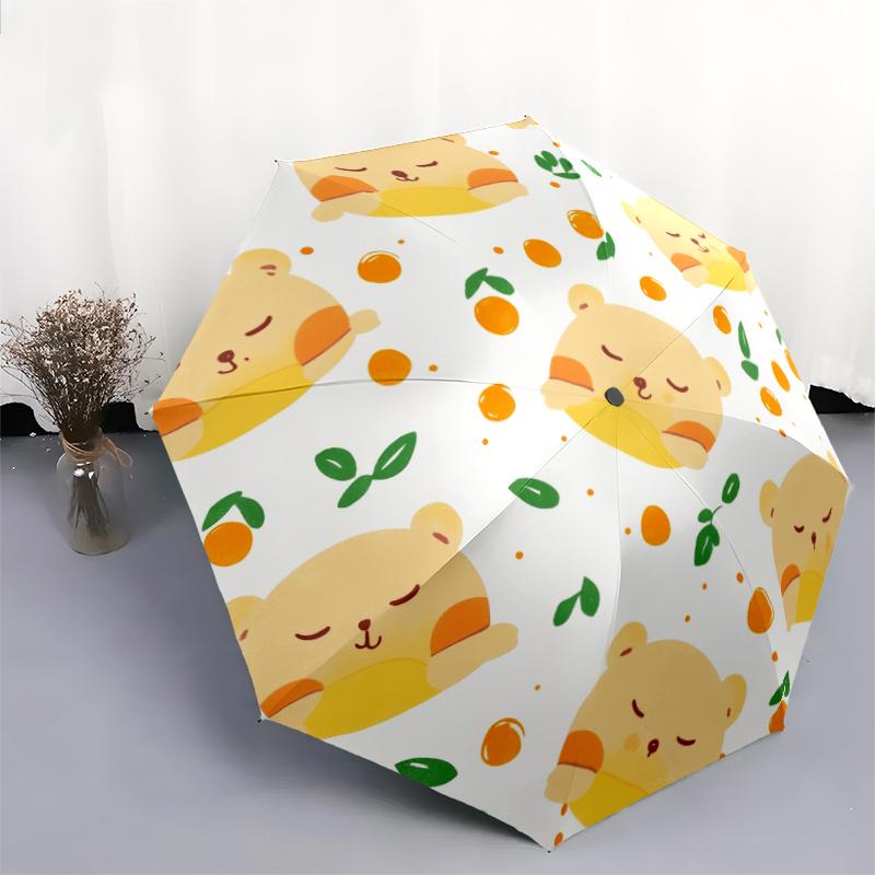 Little Bear Theme pattern, automatic folding umbrella, portable and foldable design, 8 ribs, a Christmas or birthday gift.