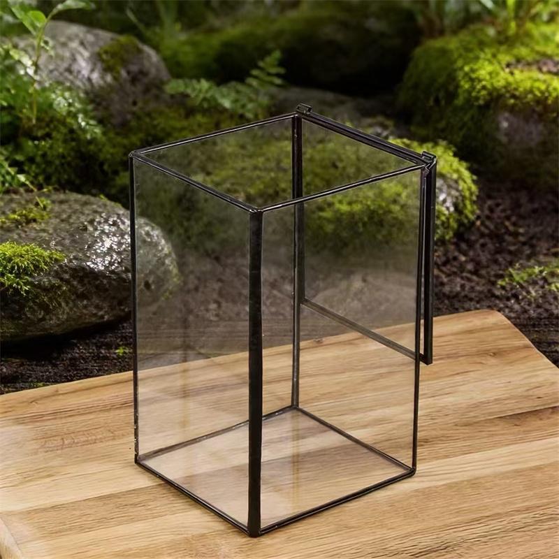 

Geometric Glass Terrarium with Lid for Moss & Succulents, Modern Tabletop Vases Planter, Mini Indoor Greenhouse for Home Decor