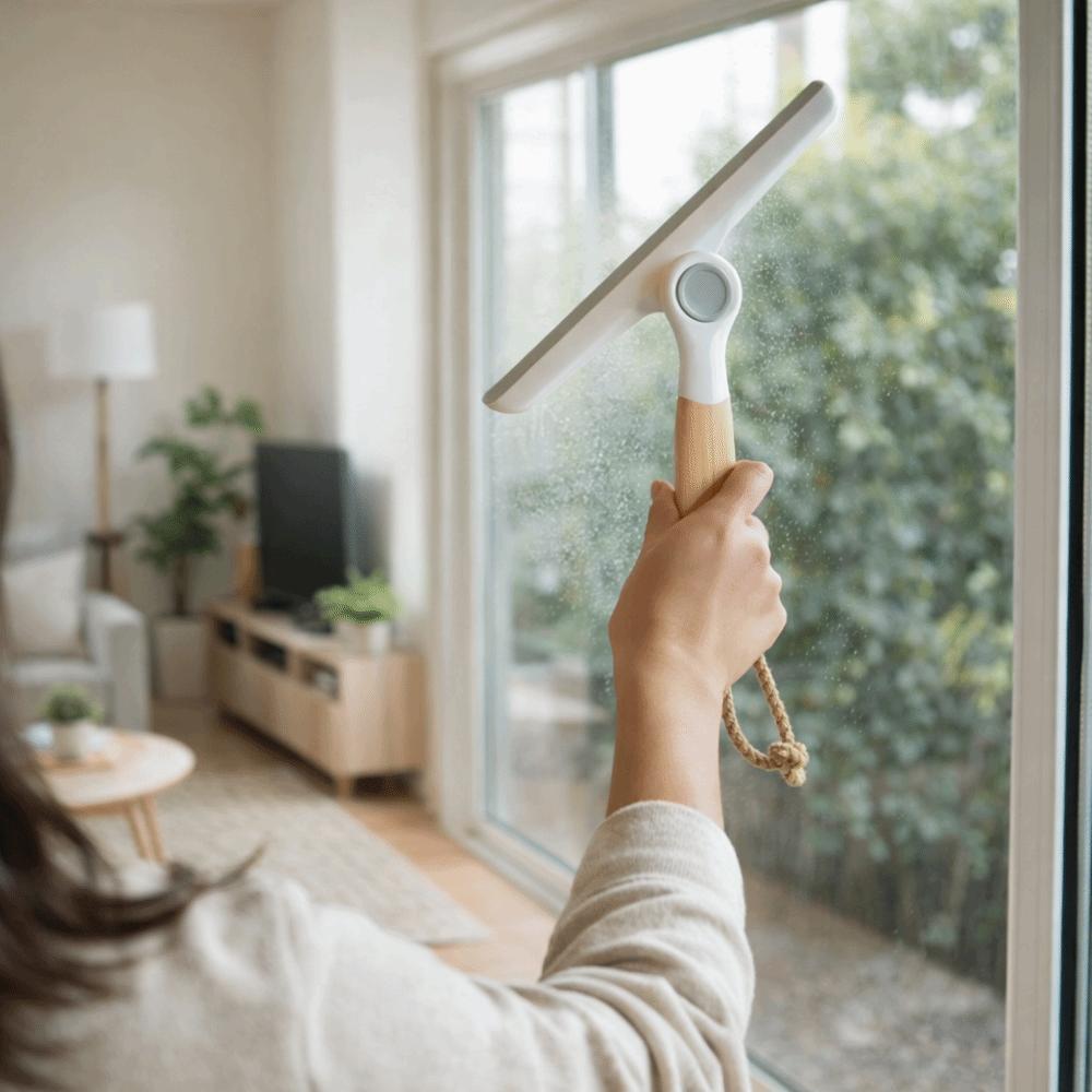 Non-Scratch Glass Wiper Wooden Handle Scraping Scraper Practical Water Wiper  Bathroom Mirror
