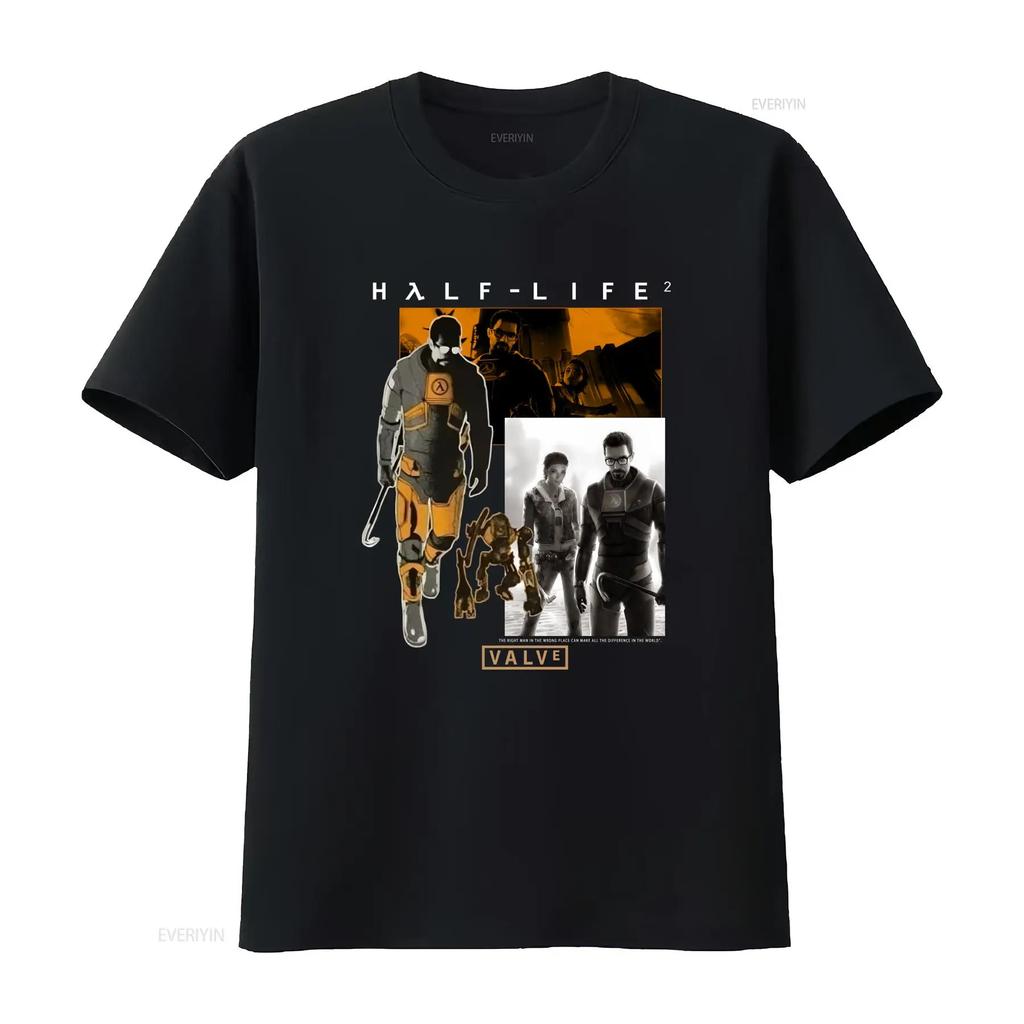 Half Life Valve Source Black T Shirt New Cotton Unisex Vintage Washed Unisex Versatile Stretched Fashion