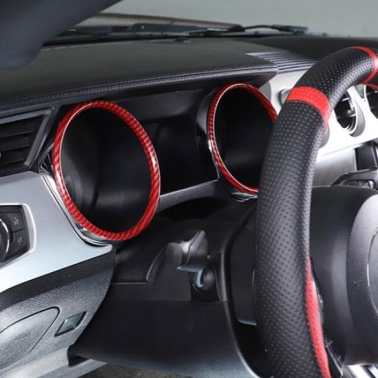 Center Console Dashboard Panel Cover For Ford Mustang 2015- Red Carbon Fiber