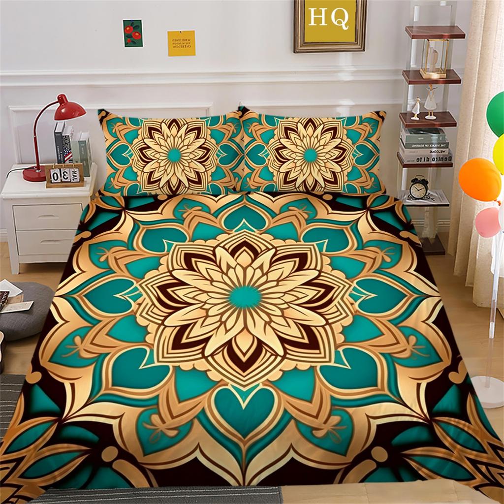 3D Indian Theme Bedding Set Paisley Flower Duvet Cover Pillowcase 2/3 US/UK/EU/AU Full Size Soft Quick Drying Decorative Quilt Cover