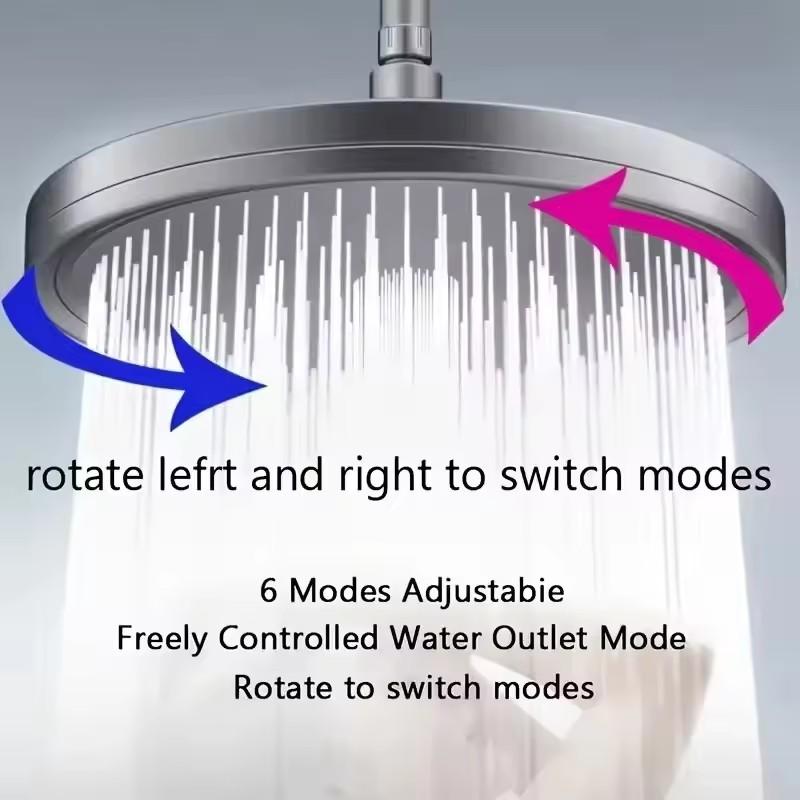New 230mm Big Panel Large Flow Supercharge Ceiling Mounted Shower Head Set 6 Modes High Pressure Bathroom Showerhead with Filter