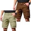 Men's Cargo Shorts 6 Pocket Elastic Waist Button Closure 2 Pack Casual Work Shorts