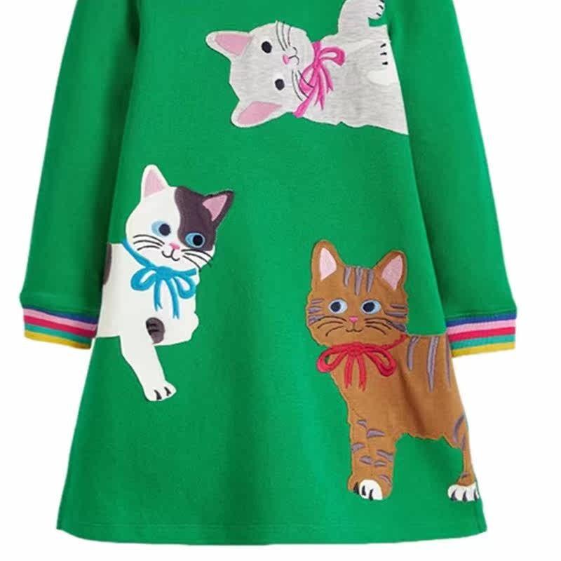 European and American Kitty Autumn Girls Medium and Large Children's Dresses