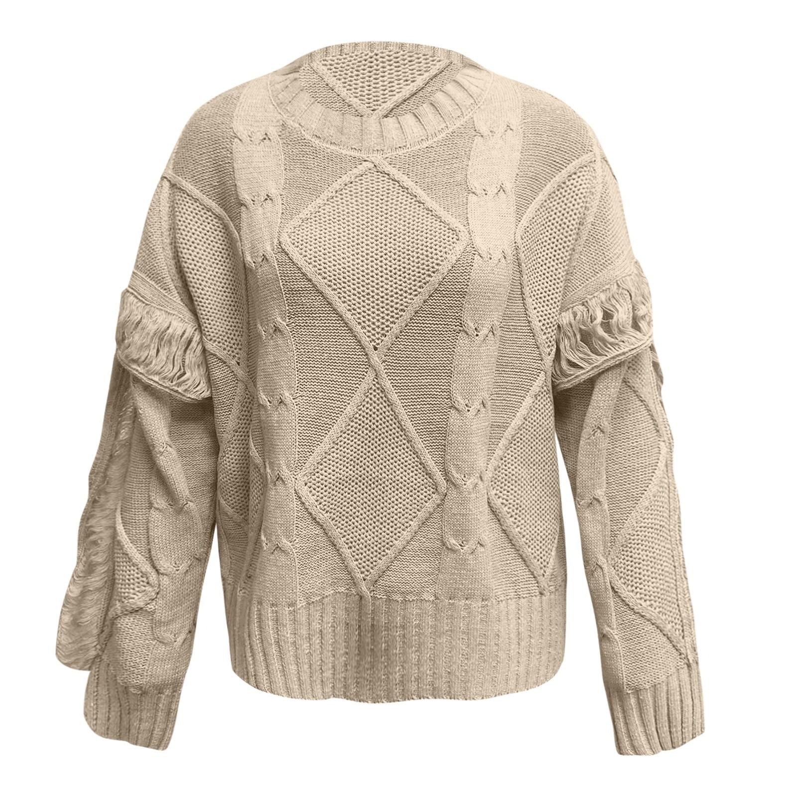 

Женский однотонный вязаный сексуальный свободный свитер с длинными рукавами и v-образным вырезом XL бежевый