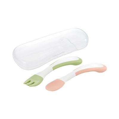 Richell TLI Weiches Marmeladen-Löffel-Gabel-Set, Gemischte Farben, 1 Set, Beliebtes koreanisches Geschirr