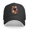 Cute Black Cat Floral Sandwich Baseball Cap