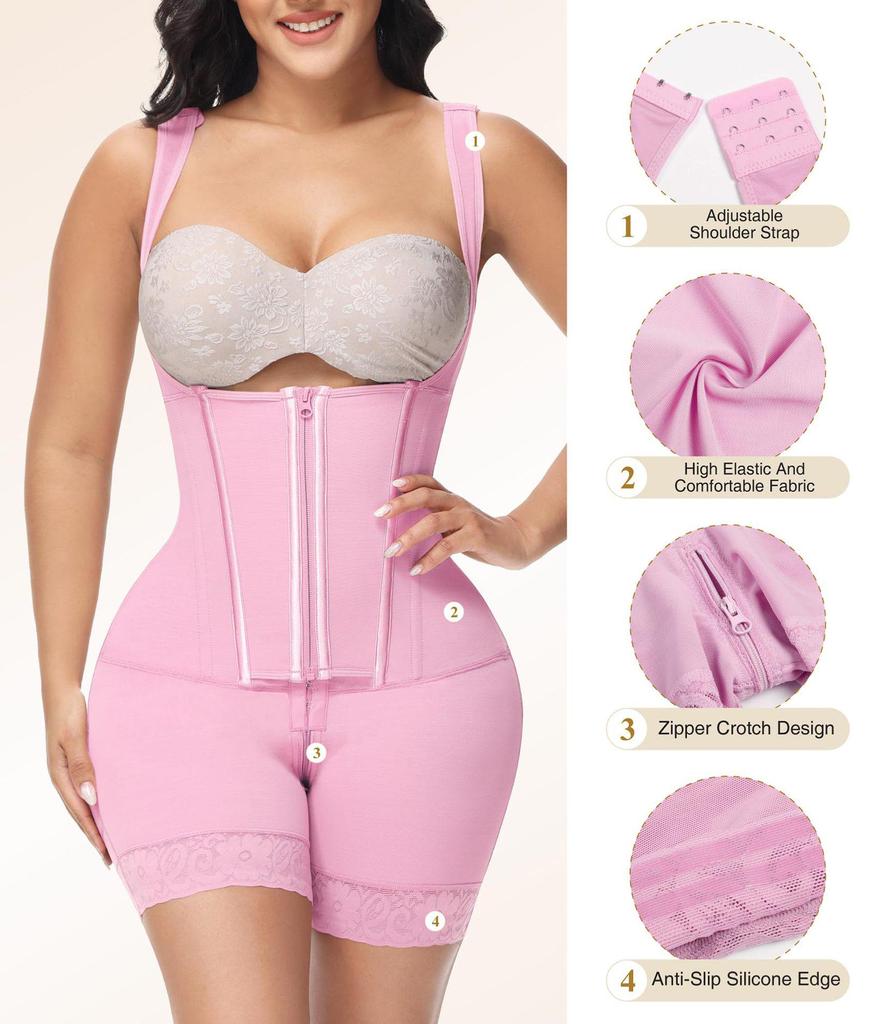 European & American Mesh Abdomen Control Bodysuit - Adjustable Postpartum Shaping Cincher for Women