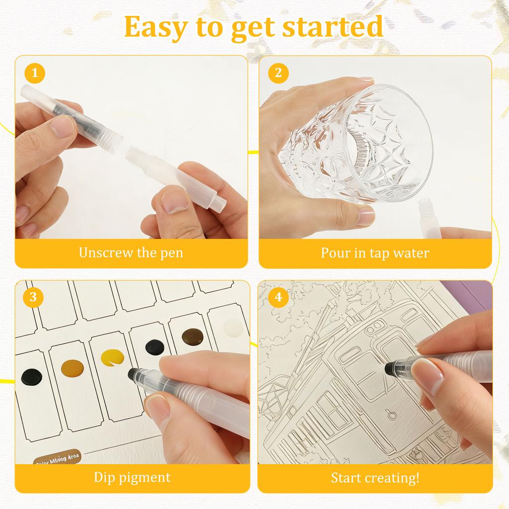 Watercolor Painting Book Portable Creative Stress Relief Kit DIY Watercolor Coloring Books Painting Kit for Beginner Enthusiasts