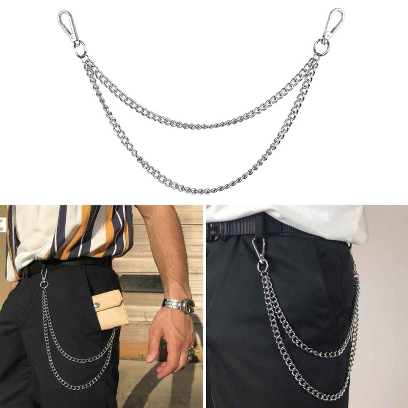 Metal Punk Layered Chain Keychains for Men Waist Key Chain Wallet Jeans Hip-hop Pants Belt Chains Jewelry Accessories