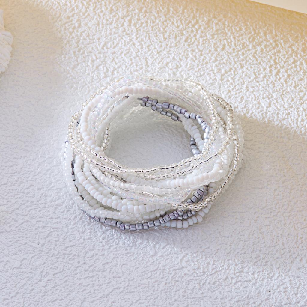 Bohemian stapelbare Perlen-Stretch-Armbänder für Damen Zufällige Farbmischung Elastische Reiskorn-Perlenarmbänder Mädchen Sommer Strand Schmuck