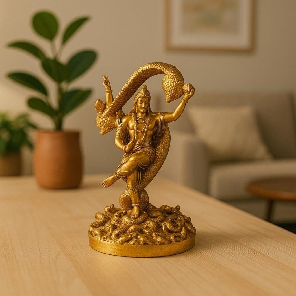 'Shivji Vasuke' Gold Antique Resin Figurine Idol Statue Shiva Murti with Vasuke Showpiece for Mandir Home Decor, Height 6 Inches, Religious