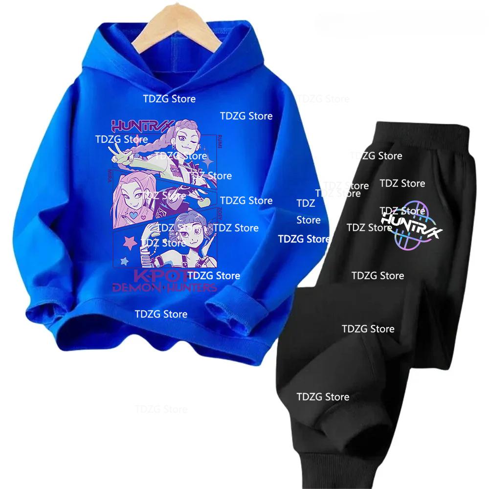 

Гарячий Фільм KPop Мисливці на Демонів Флісові Худі Дитячі Худі Набір Дитячі Штани Костюм Повсякденний Модний Хлопчик Дівчинка 2 Шматки Спортивний Костюм 100
