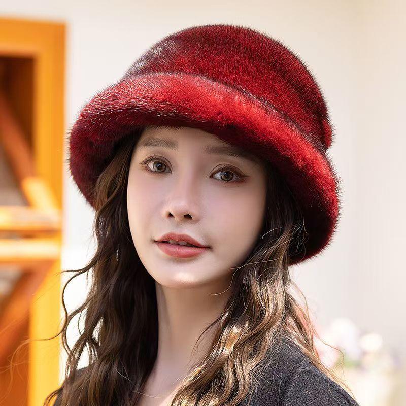 Women's Hat New Faux Mink Fur Hat - Women's Winter Hat Versatile Warm Ear Protection Stylish Top Hat Faux Fur Windproof Snow Hat