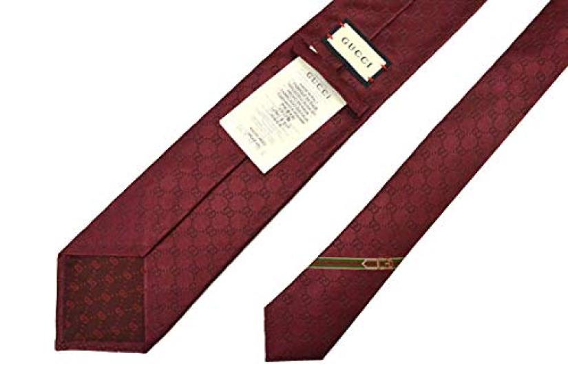 Gucci GG Pattern Silk Tie Blade egc20s003 Bordeaux Men's (8cm Width) 456520-6166