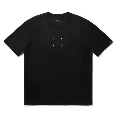Li Ning X CRC Collaboration Solid Color Round Neck Pullover Quick-Dry Short Sleeve T-Shirt Unisex Tops Black ATSU713-2