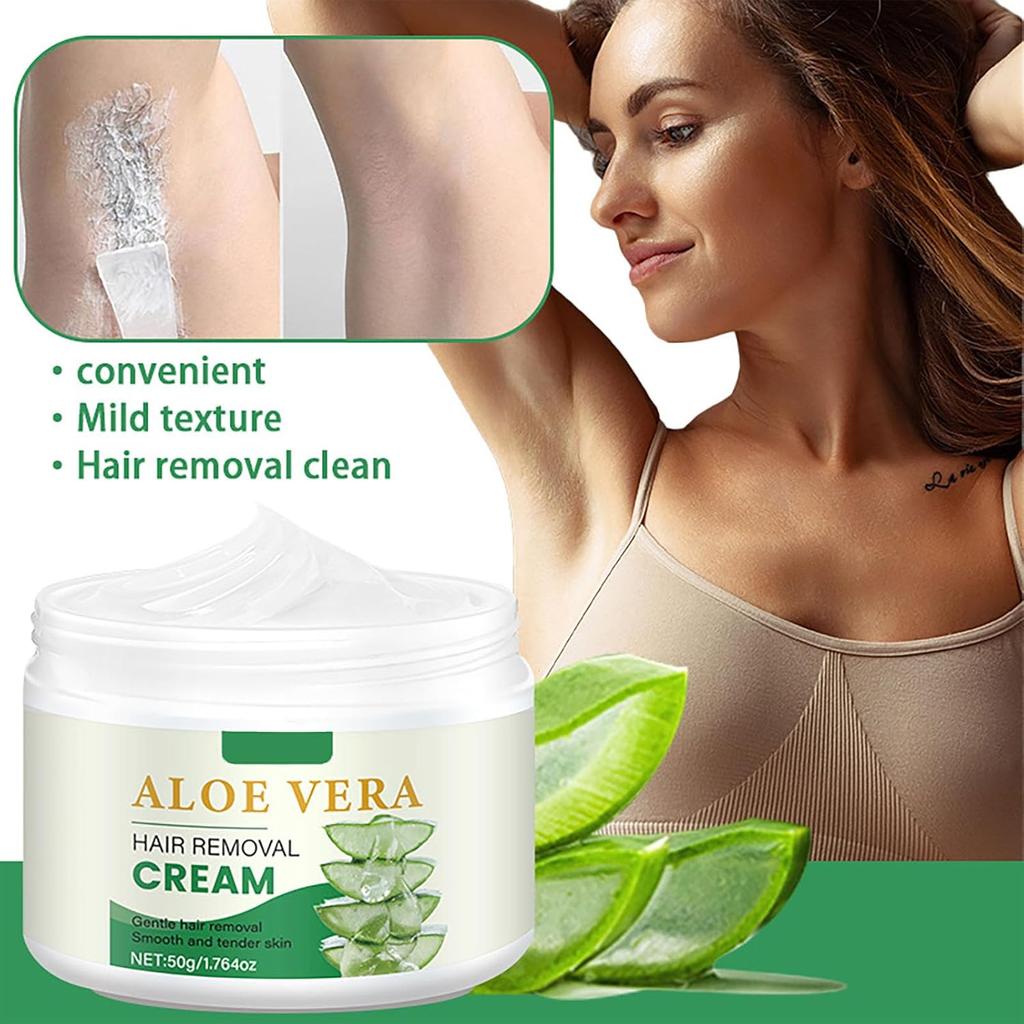 Facial Depilatory Cream, Aloe Vera Facial Hair Removal Cream for Women for Upper Lip and Chin and Hair Remover for Body Sensitive Skin, Gentle and