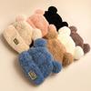Solid Color Knitted Warm Cap Thickened Bear Ear Hat Fashion Plush Cap  Winter Outdoor