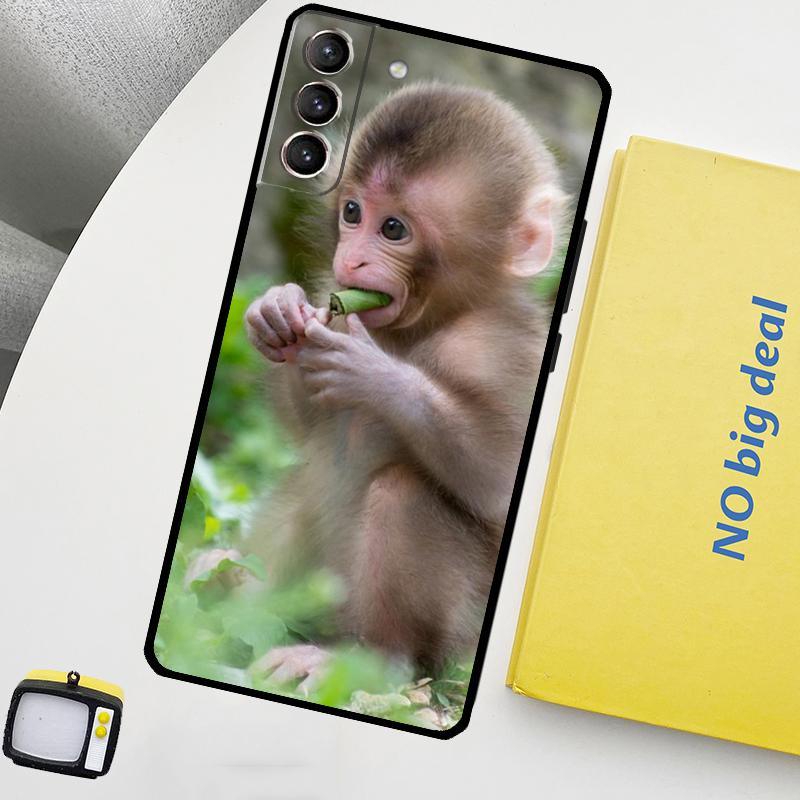 Cute Baby Monkey Animal Phone Case For Samsung Galaxy S25 Ultra S20 S21 S22 S23 Plus S9 S10 S25 FE S24 Ultra Cover